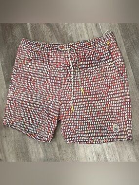 Psycho Bunny Summer Swim Shorts Trunks Lined Large Pink White Brush Strokes